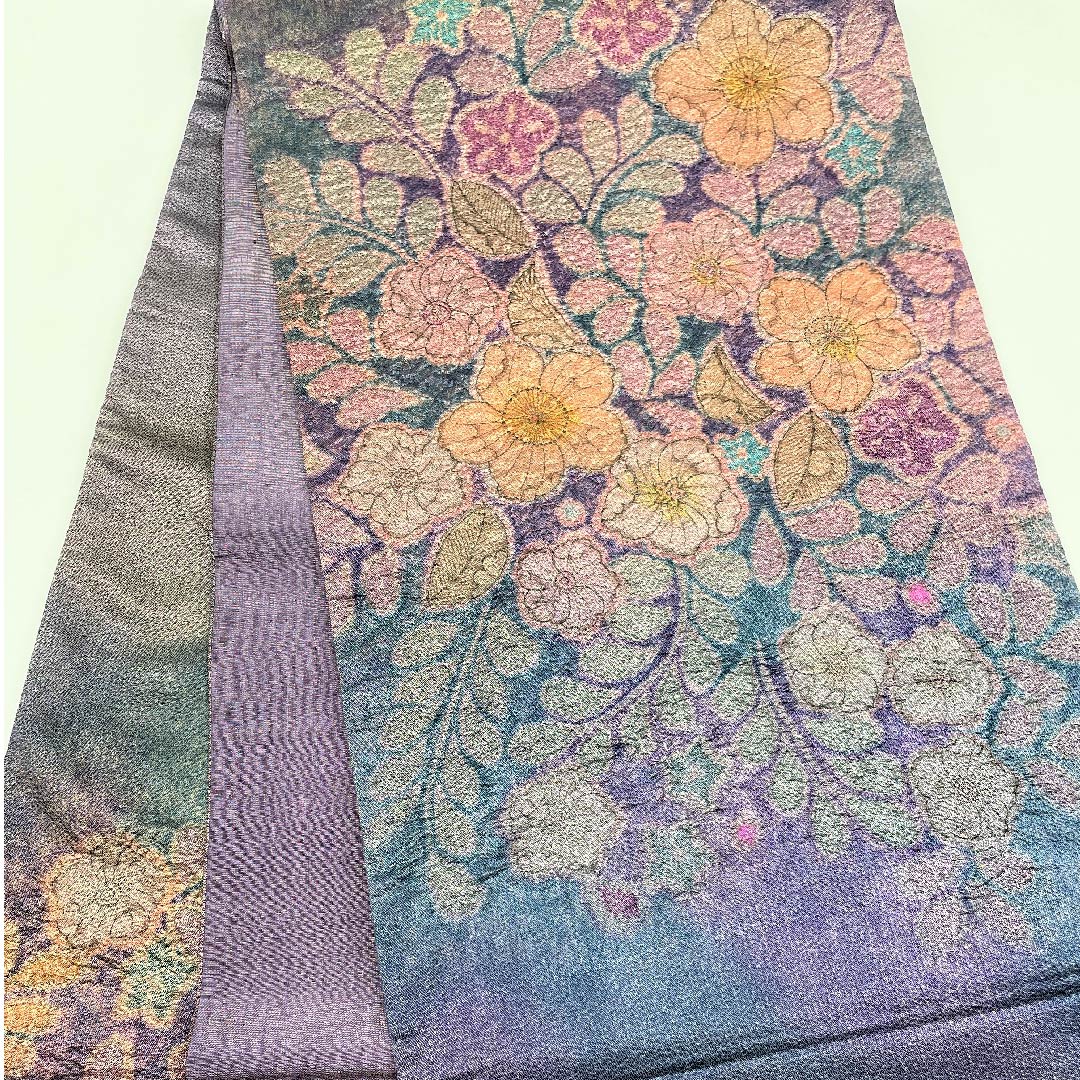 Fukuro Obi (Fukuro obi) in poppy purple, Tsujigahana, Length 468cm, Pure silk, A rank, Pointed pattern, Semi-formal, Purple, 1123005343420