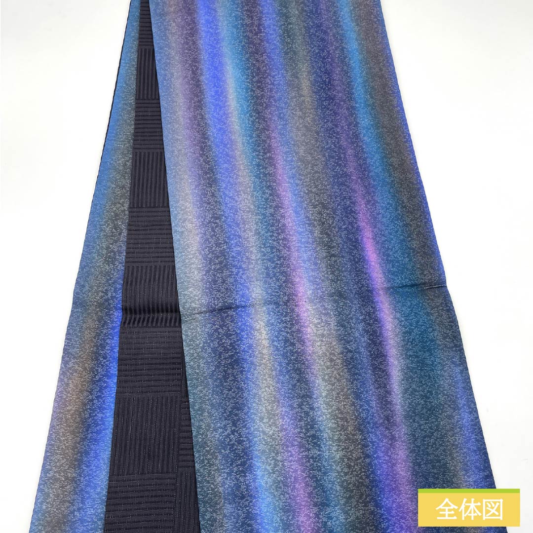 Pure silk striped dyed obi, 446cm long, S rank, full-length, semi-formal, gradient pattern, product number 1123014792399