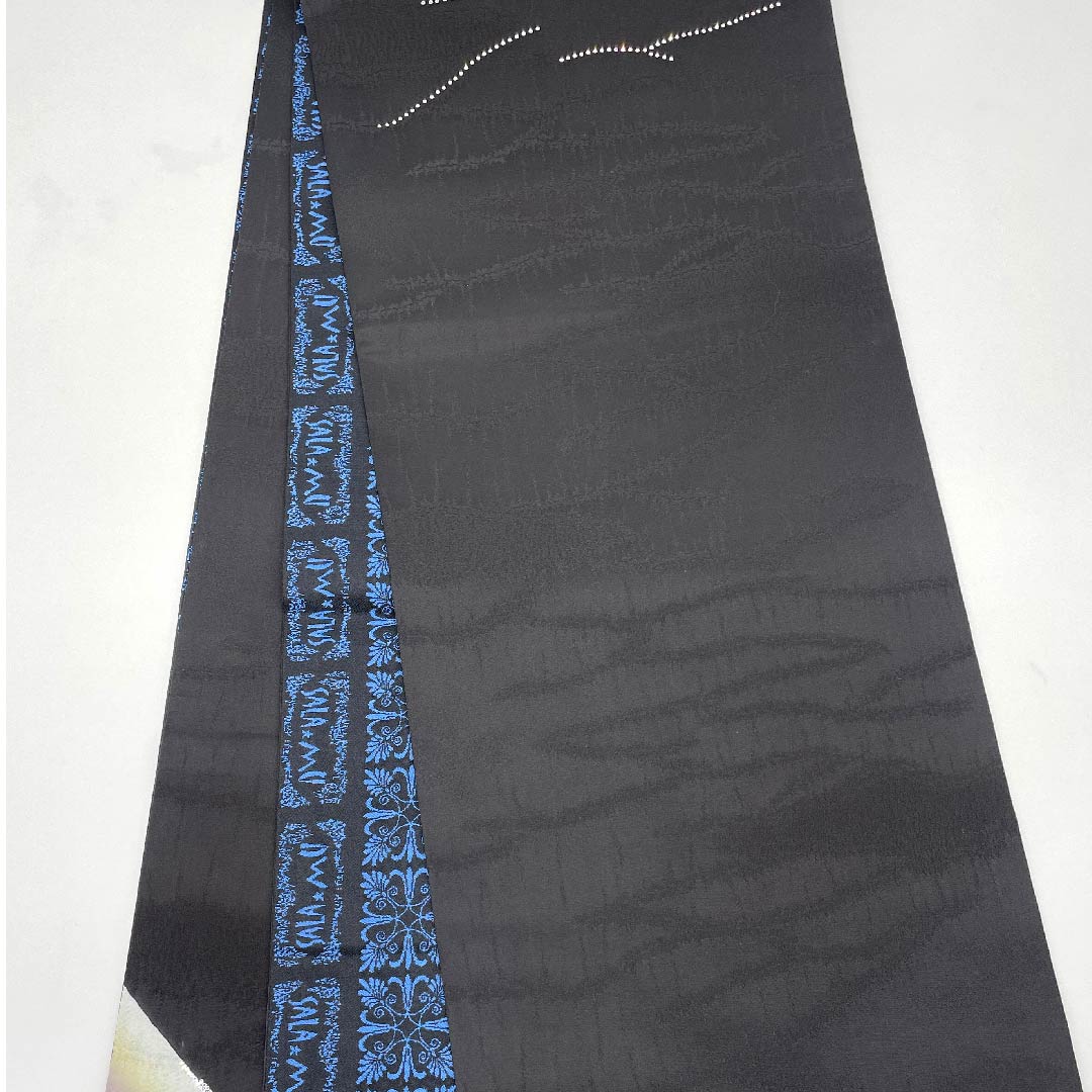 Fukuro Obi Black Full Moon Castle SALAMU Obi Length 446cm Pure Silk S Rank Point Pattern Casual Black 1123007902310