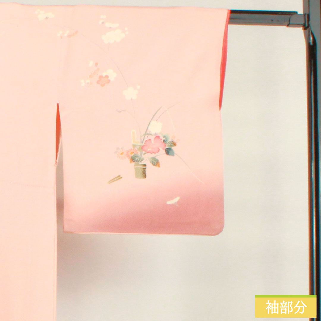 訪問着 正絹 袷 身丈161.5cm 裄丈65.5cm 曙色（あけぼのいろ） 京友禅 草花模様 Aランク ピンク系 1112004363413