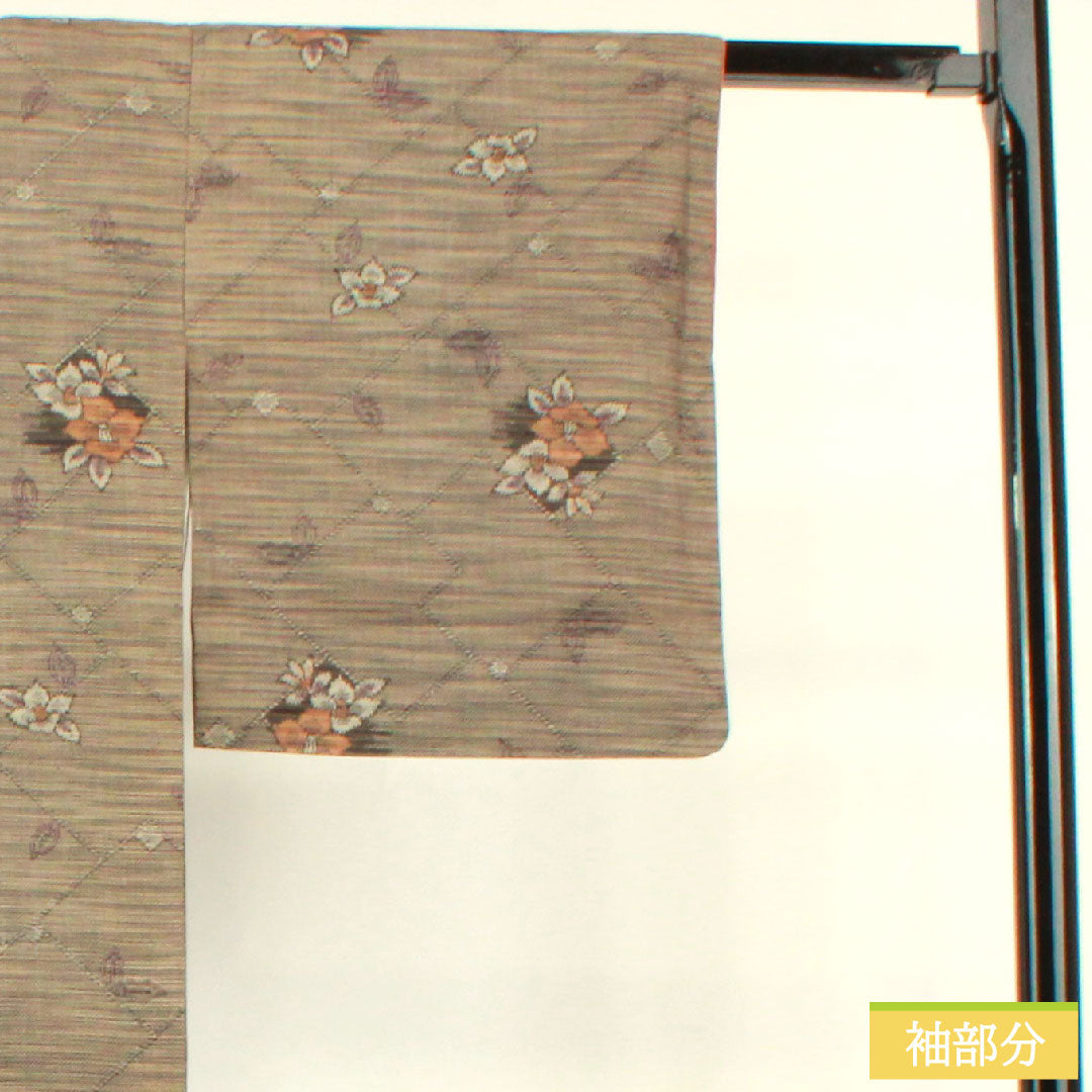 Murayama Oshima, pure silk, length 159.5cm, sleeve length 65cm, ensemble, S rank, lined, gray, 1116003272322