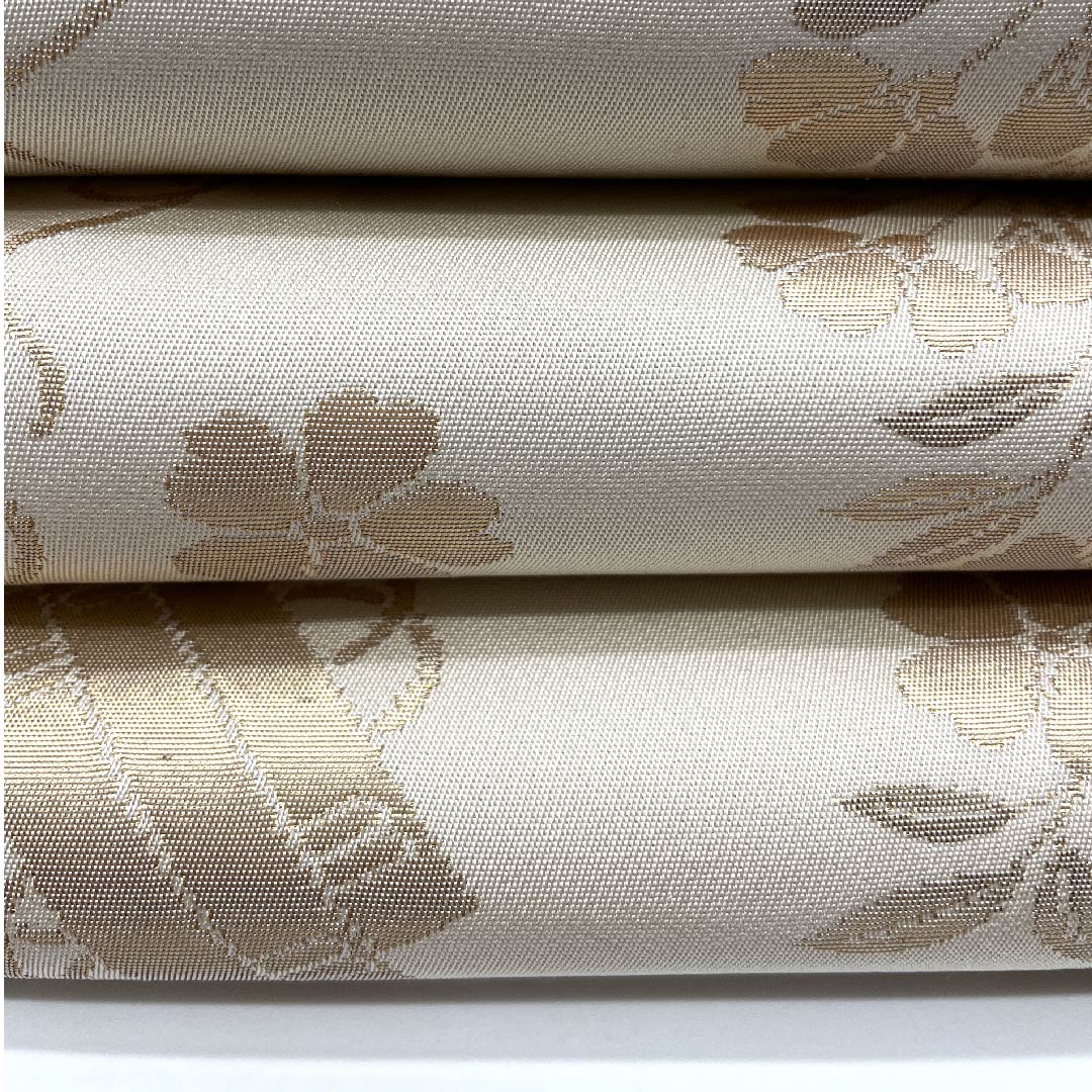 【未仕立】半幅帯 正絹 NEWランク  胡粉色（ごふんいろ） 花笩 新品未使用品   帯丈453cm クリーム系 1125000321415