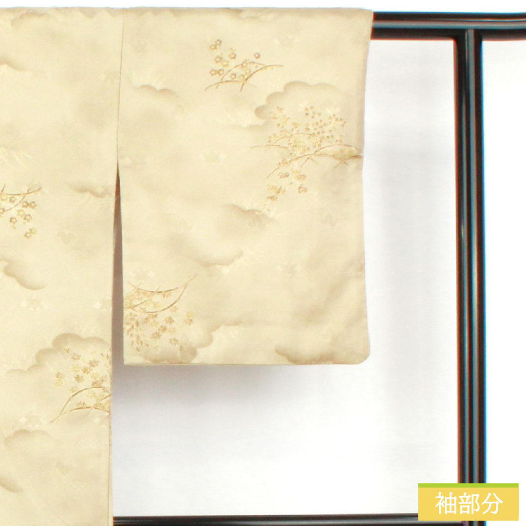 Small pattern, polyester, length 158cm, sleeve length 64cm, lined, wax color, washable kimono, floral pattern, S rank, green, 1115004772319