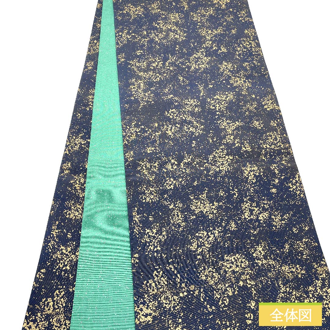 Fukuro Obi, Pure Silk, Meishokuiro (Dyed Obi), Oshima, Length 448cm, S Rank, Six-way, Semi-formal, Blue, 1123011422317