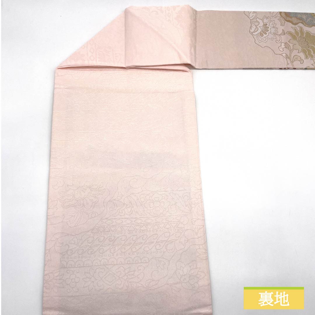 名古屋帯 ポリエステル Sランク 薄桜色（うすさくらいろ） 古典柄 唐花 帯丈370cm ポイント柄 セミフォーマル ピンク系 1124010802313 名古屋仕立て