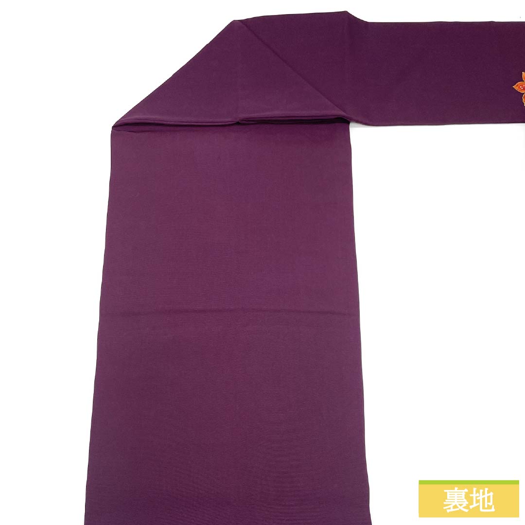 名古屋帯 正絹 Aランク 蒲萄色（えびいろ） 染め帯 塩瀬 蝶 帯丈352cm ポイント柄 カジュアル 紫系 1124009583320 名古屋仕立て