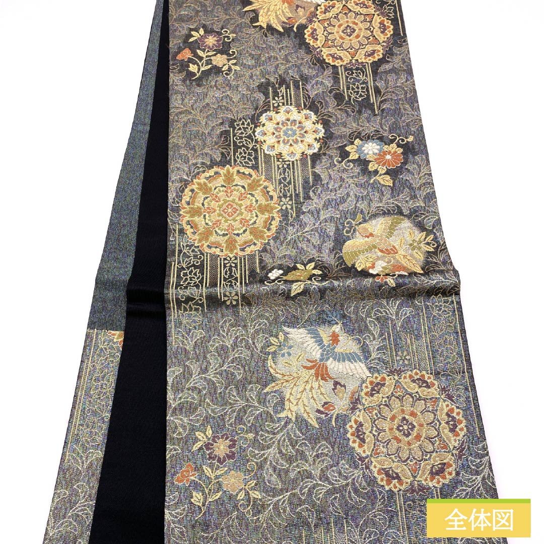 Formal, pure silk obi for formal kimono, featuring a phoenix and Chinese floral motifs, length 440cm, S rank, six-fold hem, gradient pattern, product number 1123014322399
