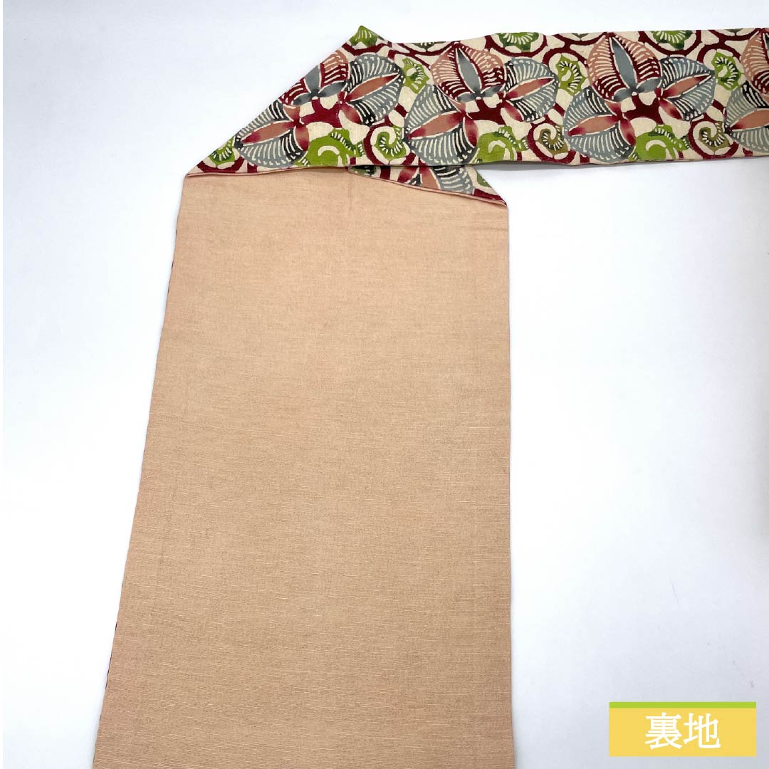 Nagoya obi, natural color (kinariiro), Kyo-Bingata, Aoi, obi length 354cm, pure silk, S rank, six-pass, casual, cream-colored, 1124006942315, Nagoya-made
