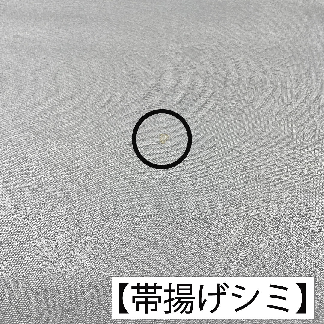 帯揚げ 正絹 Aランク セミフォーマル 鈍紫色（にぶむらさきいろ） 古典柄 バイカラー 花柄 長さ約184cm 幅約32cm グレー系 1136001583922