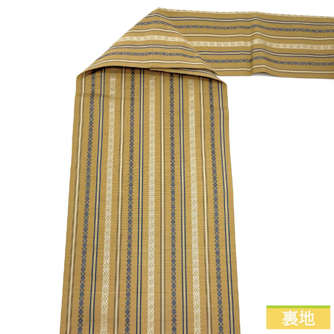 Nagoya Obi, Pure Silk, S-Rank, Straw-Colored, Hakata-Weave, Kenjo Pattern, 365cm Long, Full Length, Casual, Beige, Item Number: 1124009432325, Nagoya Style
