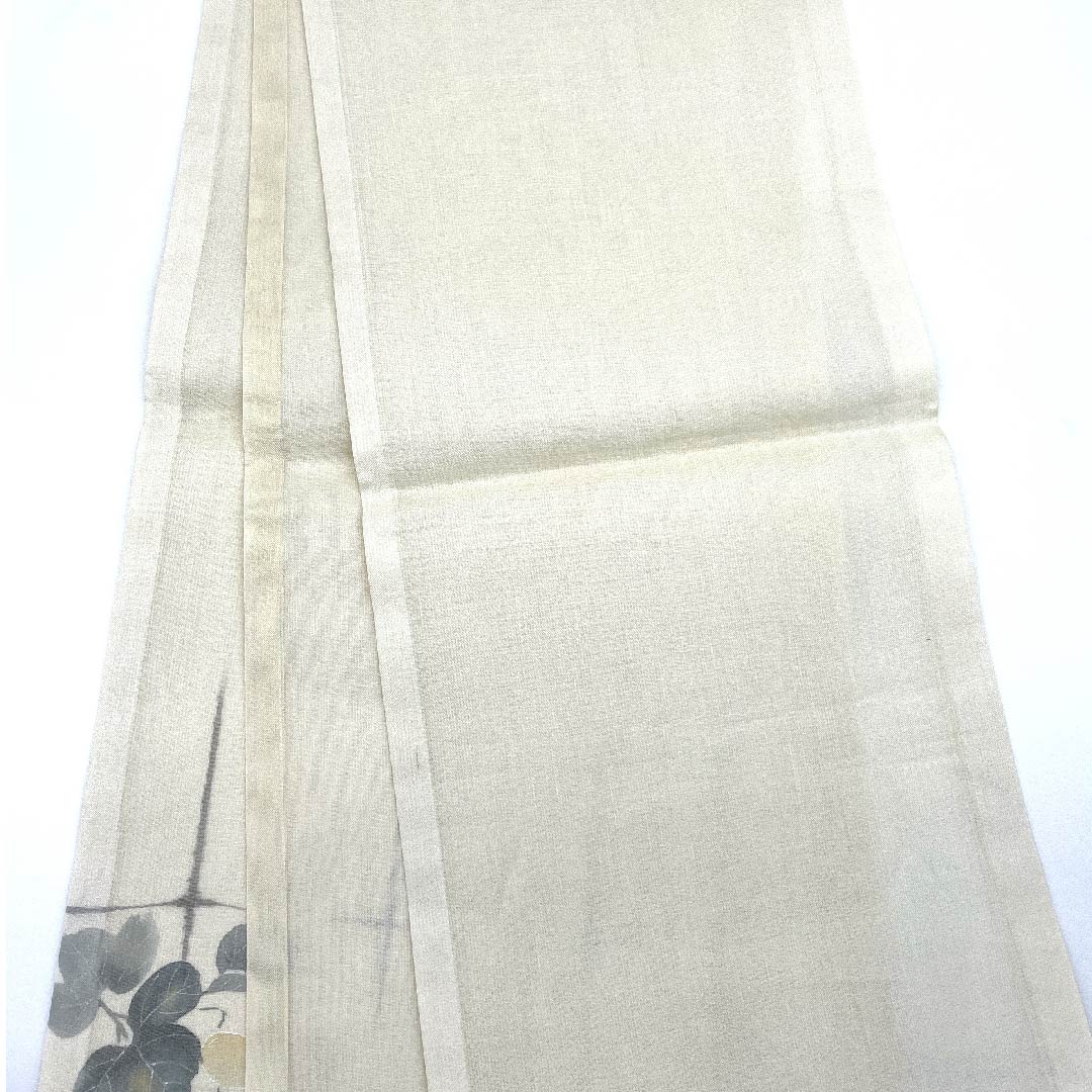 Fukuro obi, summer obi, ecru (kinari-iro), gourd pattern, summer wear, obi length 444cm, polyester, S rank, point pattern, semi-formal, cream color, 1123008562315