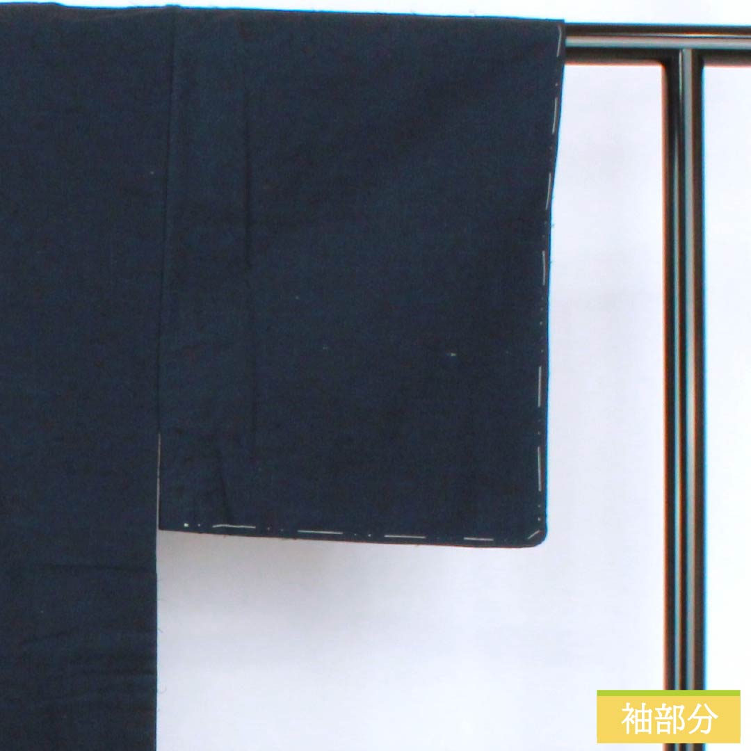 男物 正絹 Sランク 身丈135cm 裄丈67cm 濃紺色（のうこんいろ） ひげ紬 しつけ糸付き 袷 紺系 1119001472318