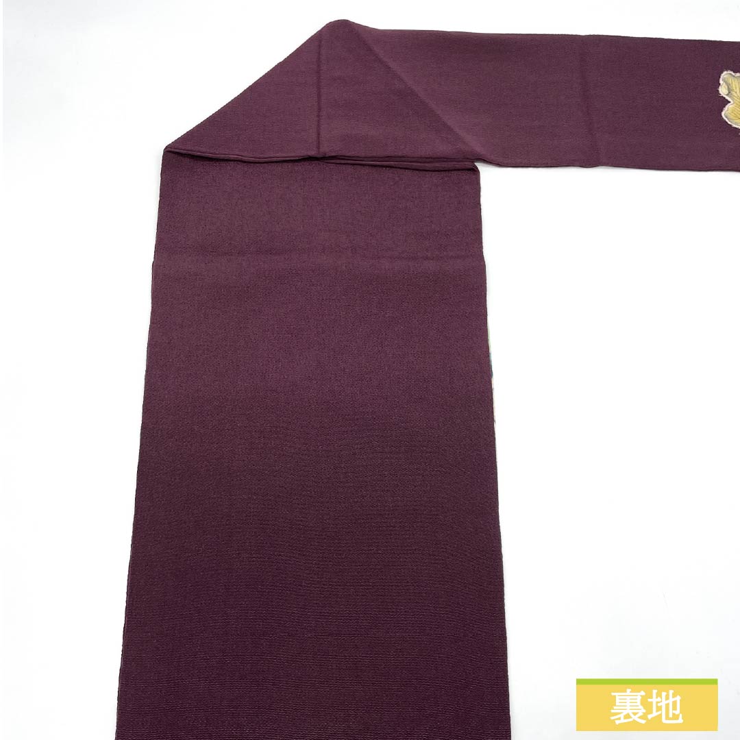 名古屋帯 蒲萄色（えびいろ） ちりめん地 辻ヶ花 帯丈371cm 正絹 Sランク ポイント柄 セミフォーマル 紫系 1124008082320 名古屋仕立て
