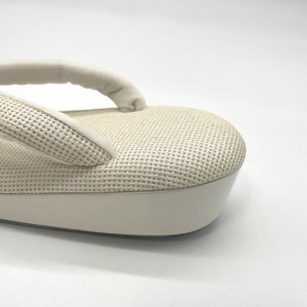 (Like New) Casual Zori Sandals, Synthetic Leather, New Condition, La Sole, Low-Rebound, Sisal, Length 24.5cm, Size L, White, Item Number 1122001531411