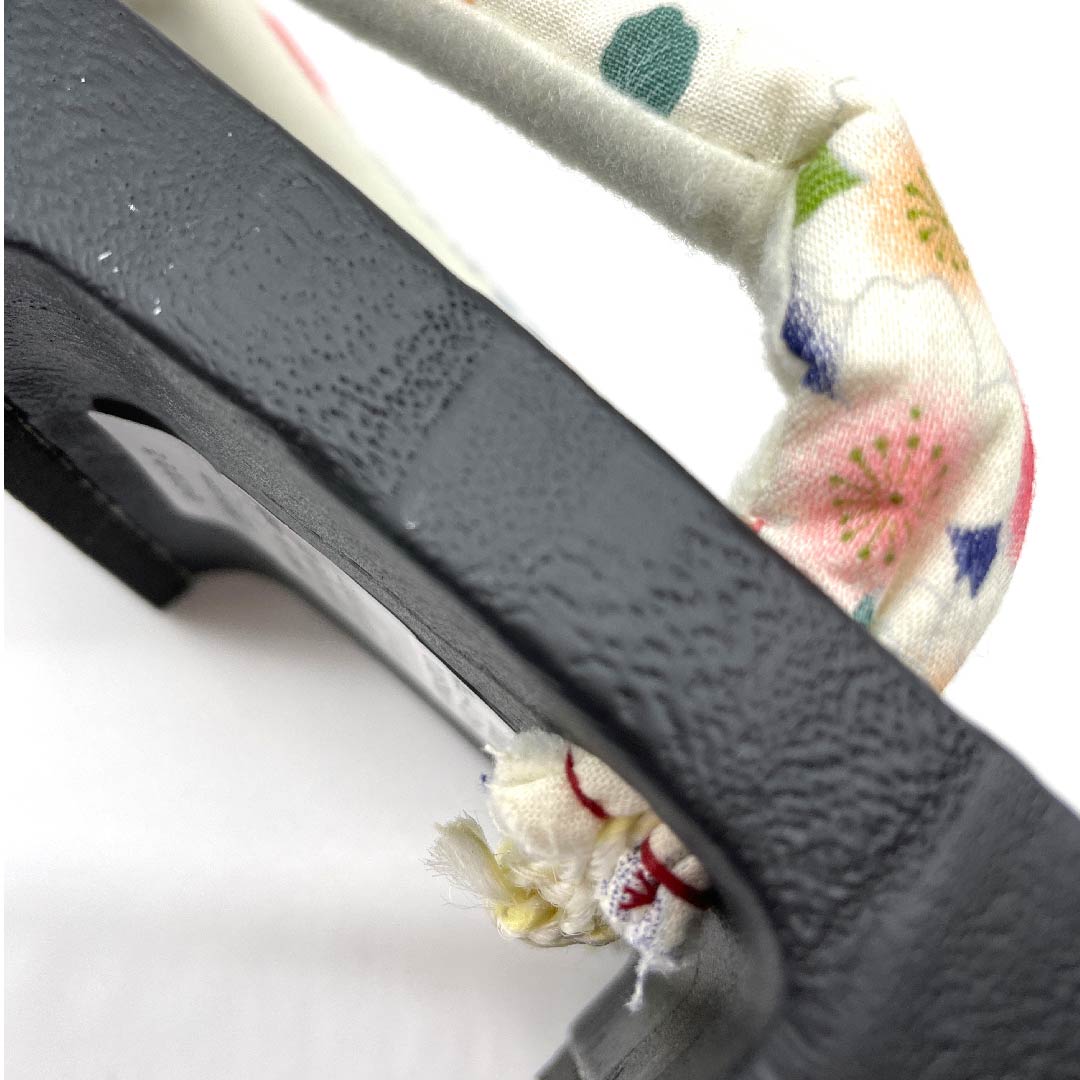 （新品未使用品）下駄 菊 桜 麻の葉 XLサイズ 黒系 NEWランク 1122000991510