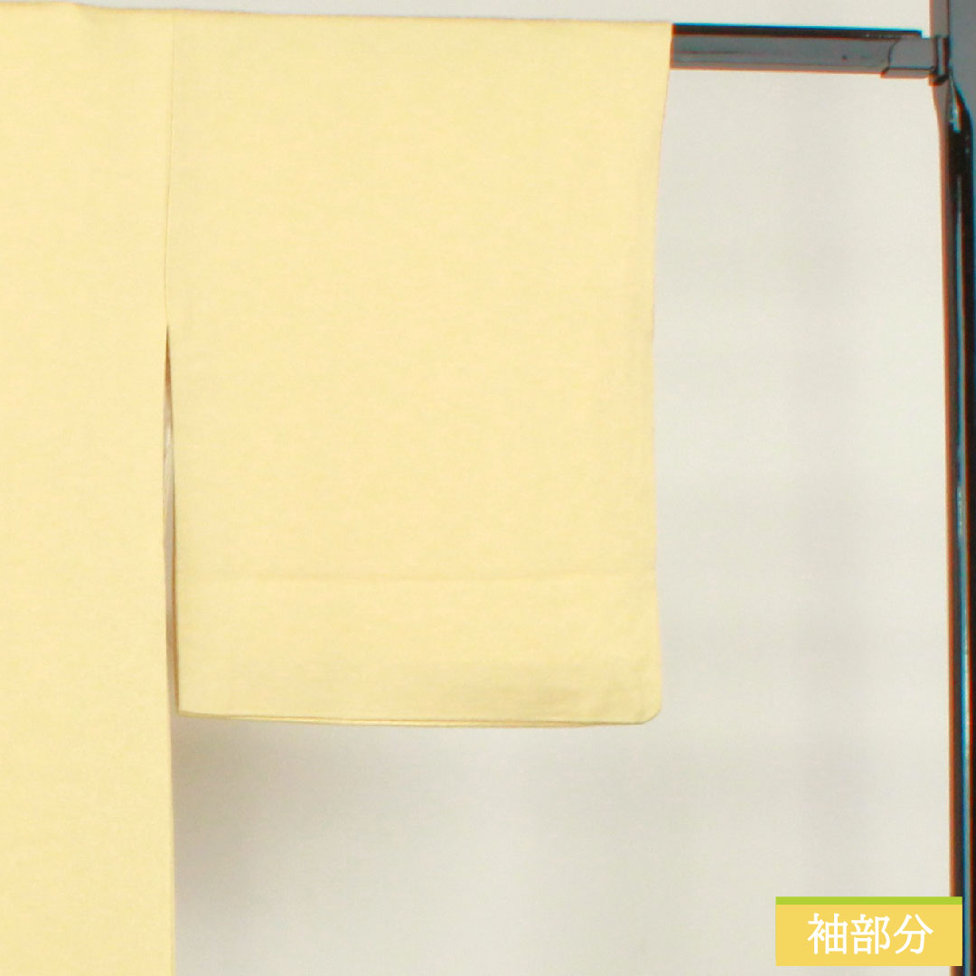 Plain color, pure silk, length 155.5cm, sleeve length 64.5cm, Tokyo white brown, plain color, plum blossom pattern, lined, A rank, yellow, 1114001463323