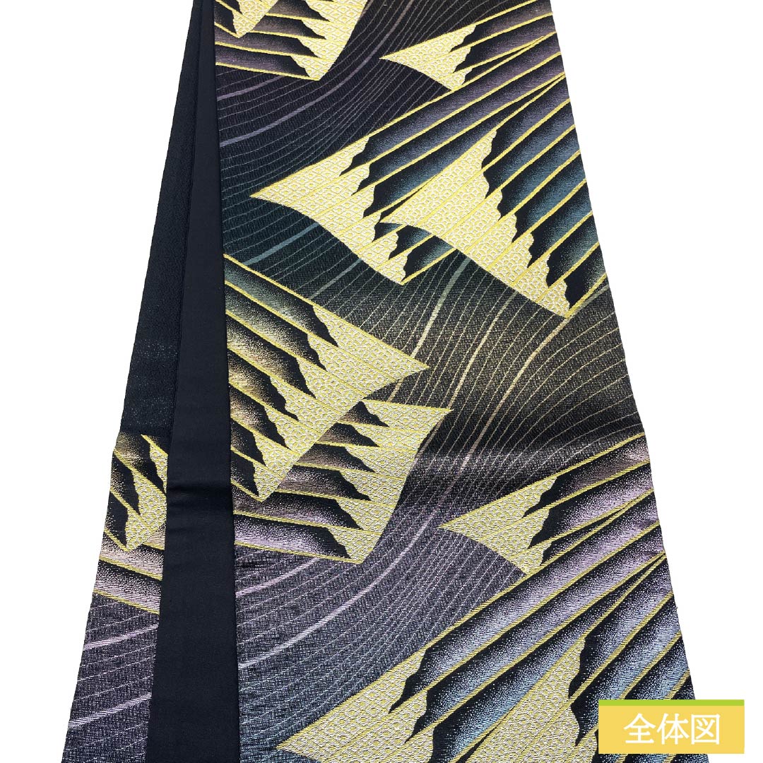 Fukuro Obi, pure silk, diamond and circle design, Shippo, obi length 450cm, S rank, six-way, formal, black, 1123014002410