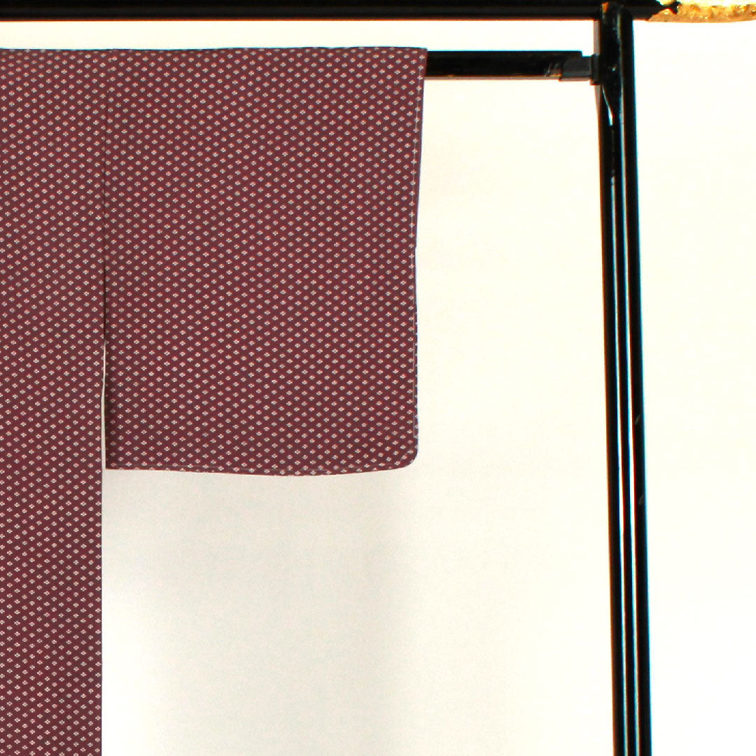 Komon, Length 155cm, Sleeve length 64cm, Awase, Four diamonds, Pure silk, S rank, Purple, 1115001522320