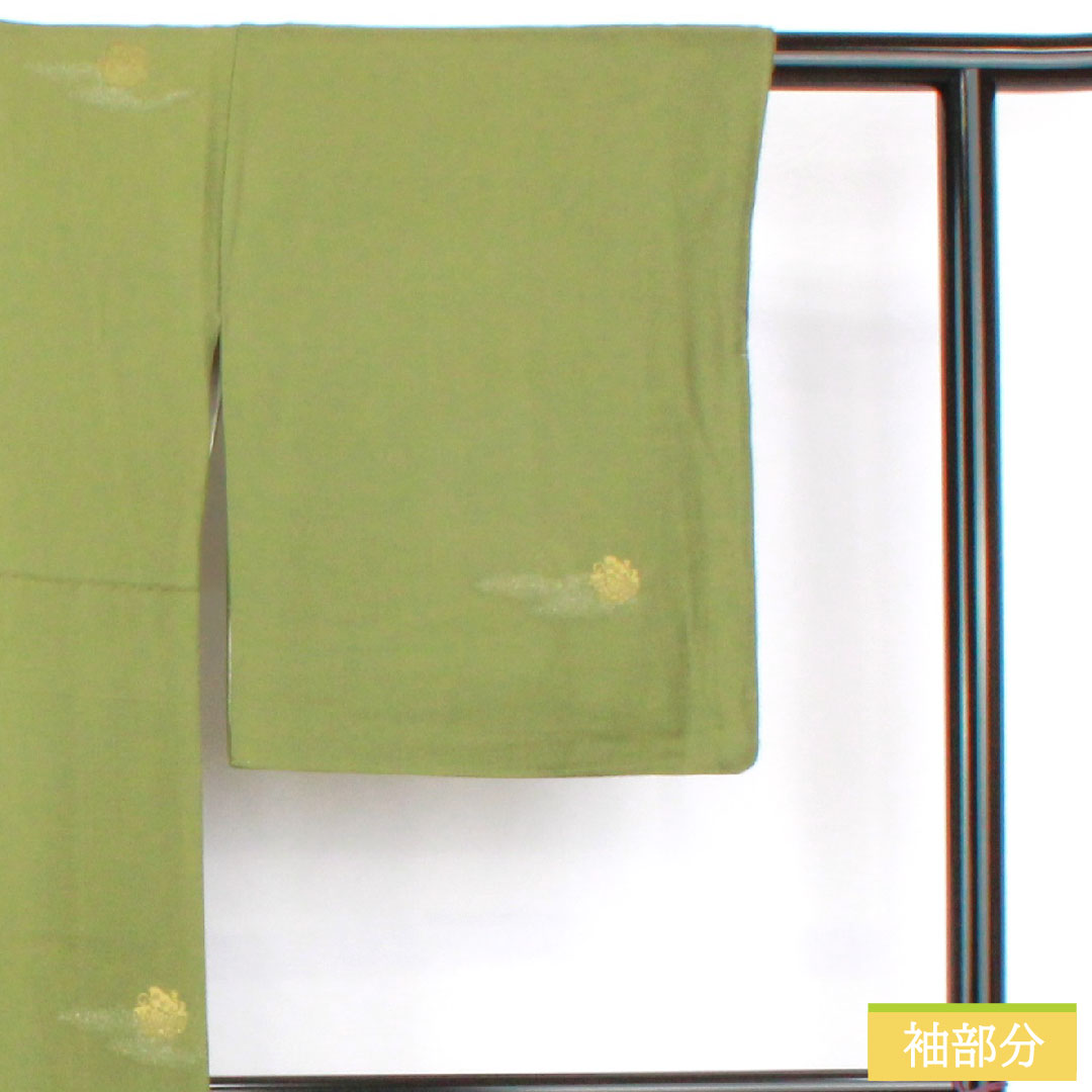 Plain color, pure silk, length 164.5cm, sleeve length 65cm, green robe embroidery, one crest, swallowtail butterfly, lined, S rank, green, 1114002012419