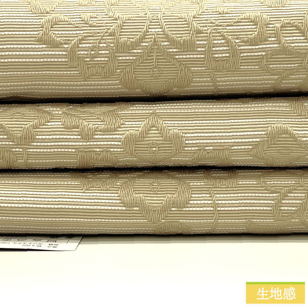 (New) Reversible Half-Width Obi, Polyester, New Rank, Shirotsurubami-iro and Shigoku-iro, Karakusa and Shippo-tsunagi Patterns, Obi Length 400cm, Beige-toned 1125002541425