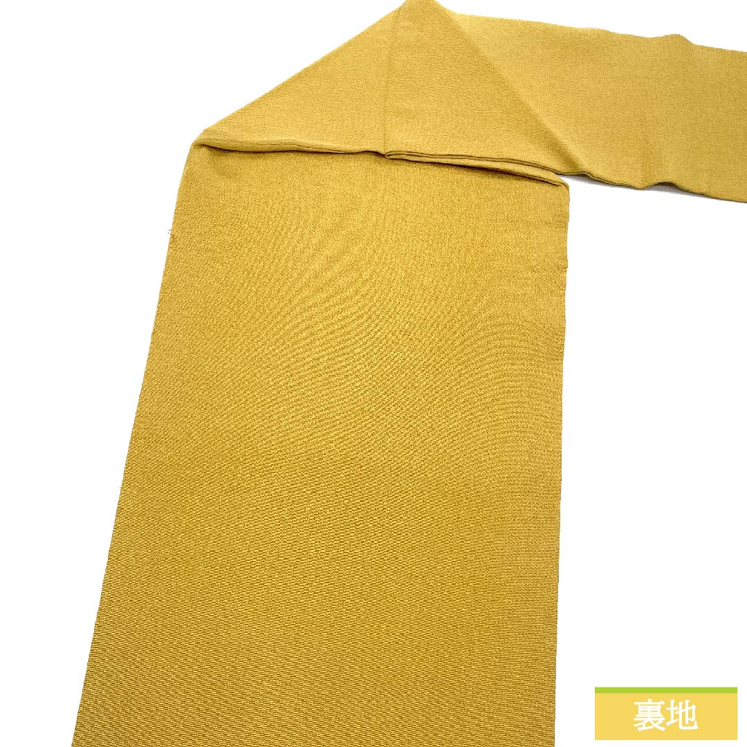 名古屋帯 麦藁色 型染 京紅型 蝶 帯丈368.5cm 正絹 Aランク ポイント柄 カジュアル 黄系 1124005543323  名古屋仕立て