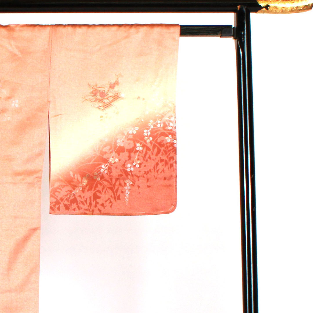 訪問着 袷 身丈158.5cm 裄丈64cm 刺繡 正絹 Aランク ピンク系 1112001193313