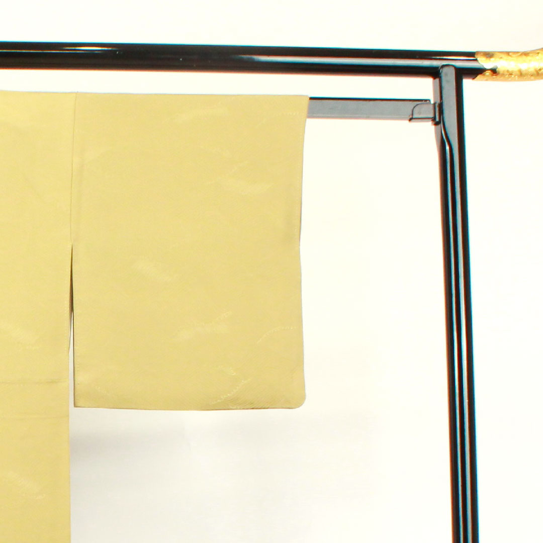 Plain color, withered color, wave, bellflower, length 159.5cm, sleeve length 62cm, lined, pure silk, S rank, yellow, 1114000582323