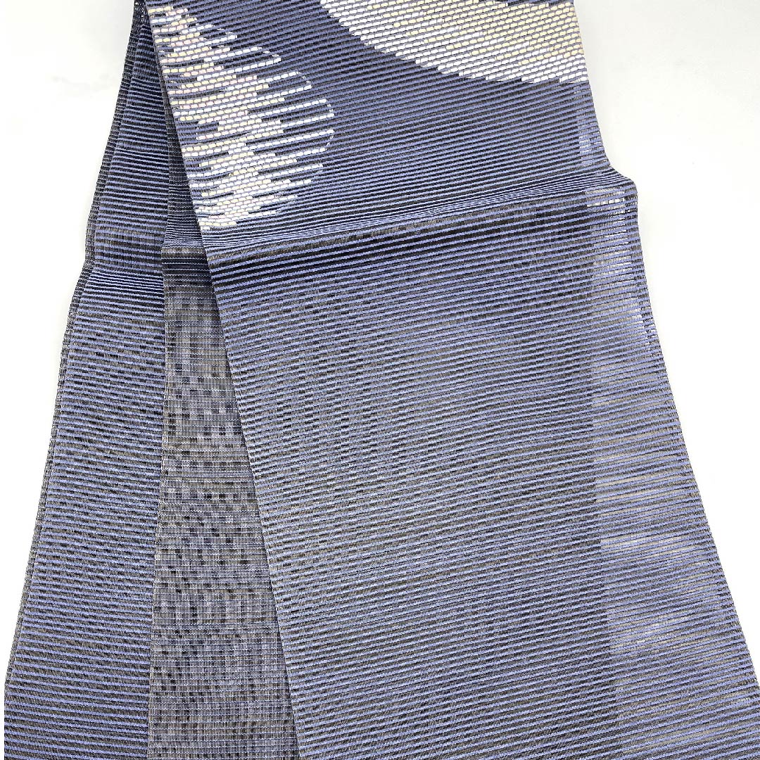 （新品未使用品）袋帯 夏帯 二藍色（ふたあいいろ） 幾何学模様 夏物 帯丈446cm 正絹 NEWランク ポイント柄 セミフォーマル 青系 1123008501317