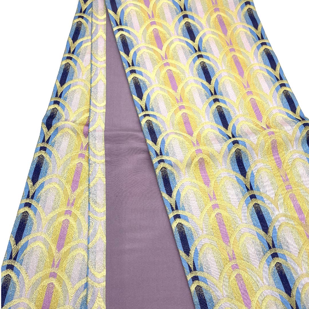 Nagoya obi, gradation, stripes, Seigaiha pattern, obi length 362cm, pure silk, A rank, full length, semi-formal, gradation, 1124003213399, open tailoring