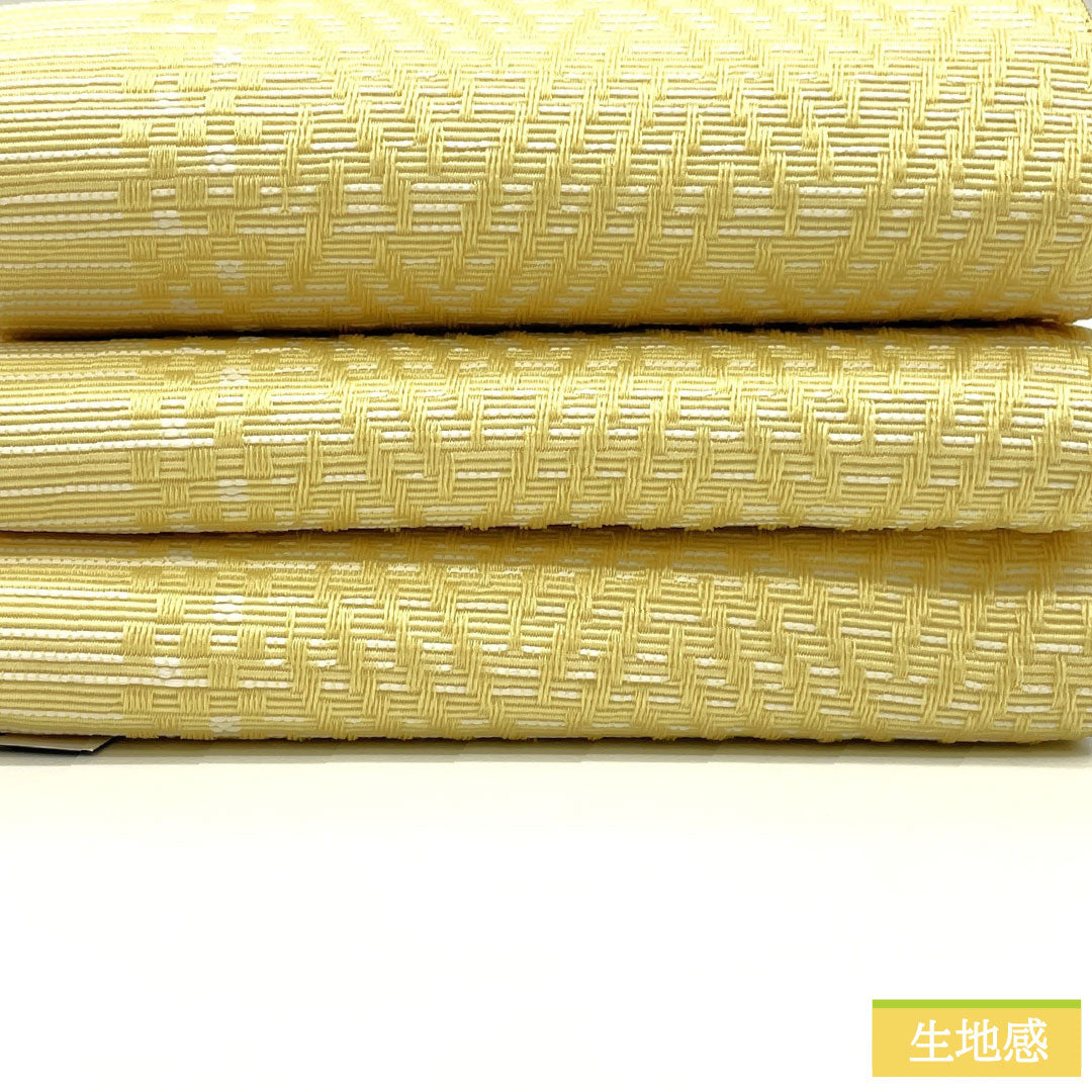(New) Hanhabao Obi, Polyester, NEW Rank, Narcissus Yellow, Unohana White, Reversible, Diamond Pattern, Abstract Floral Pattern, Obi Length 400cm, Yellow, 1125002371423