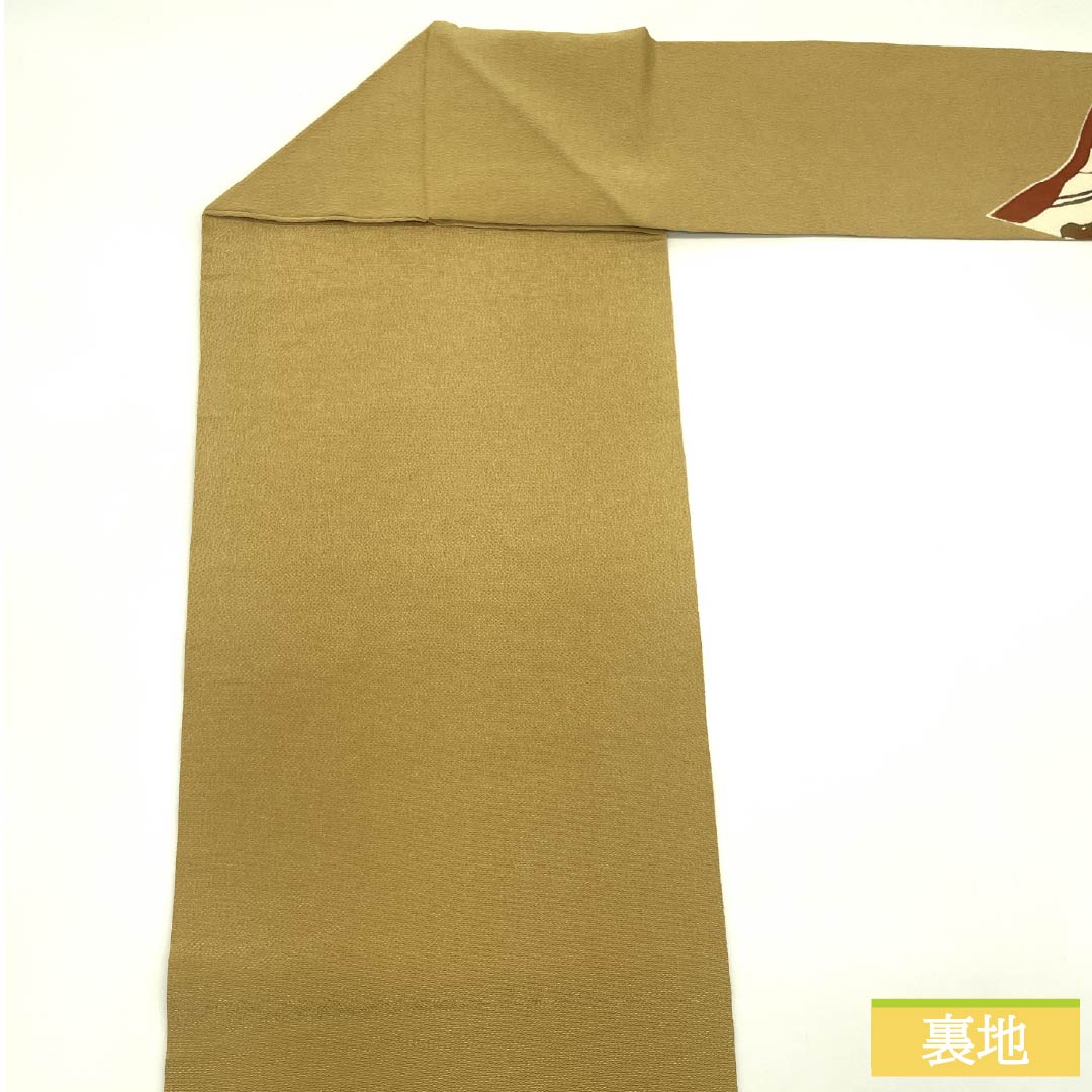 名古屋帯 正絹 Sランク 麦藁色（むぎわらいろ） 型染 松 帯丈331cm ポイント柄 カジュアル 黄系 1124009762323 名古屋仕立て