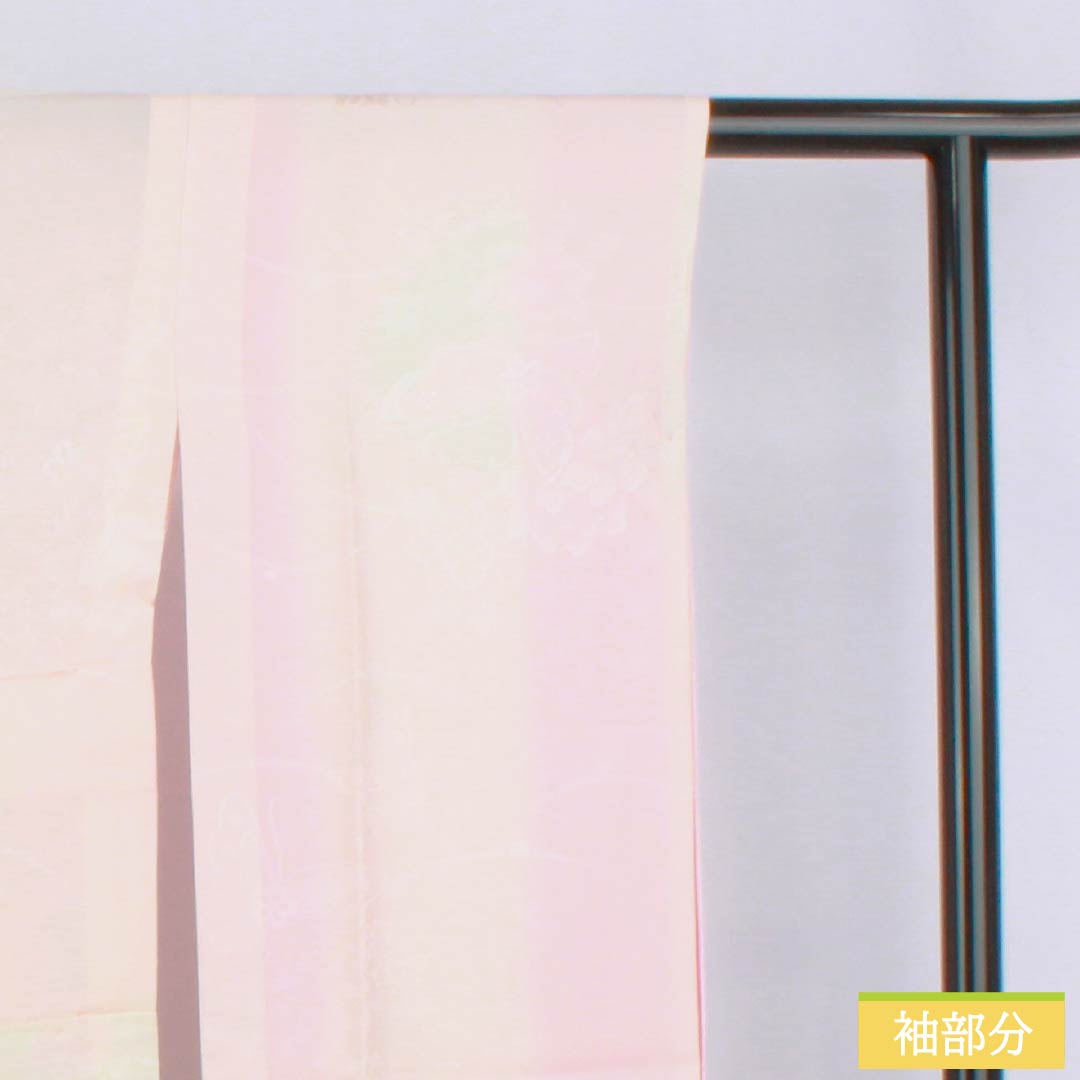 Nagajuban (long under-kimono) made of pure silk, S-rank, length 120.5cm, sleeve length 60.5cm, single-layer, floral and butterfly design, pink, product number 1129000852113