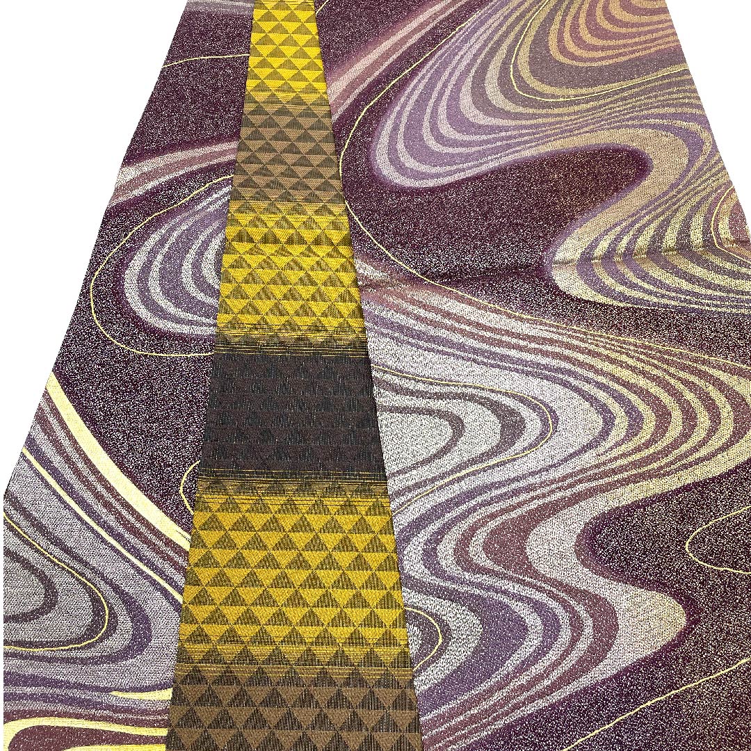 Fukuro Obi Futari Shizukairo (Futari Shizukairo) Reversible Flowing Water Scales Length 446cm Pure Silk S Rank Full Length Formal Purple 1123006662320