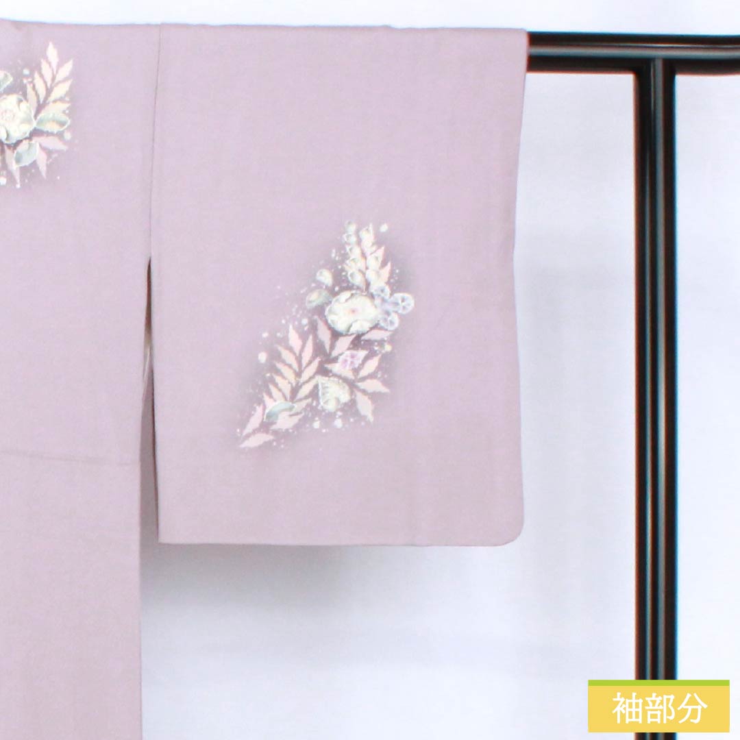 Visiting Kimono, Pure Silk, S Rank, Lined, Length 165cm, Sleeve Length 64.5cm, Shrimp-colored, Kyoto Yuzen, Tsujigahana Pattern, Purple, Item Number: 1112007222520