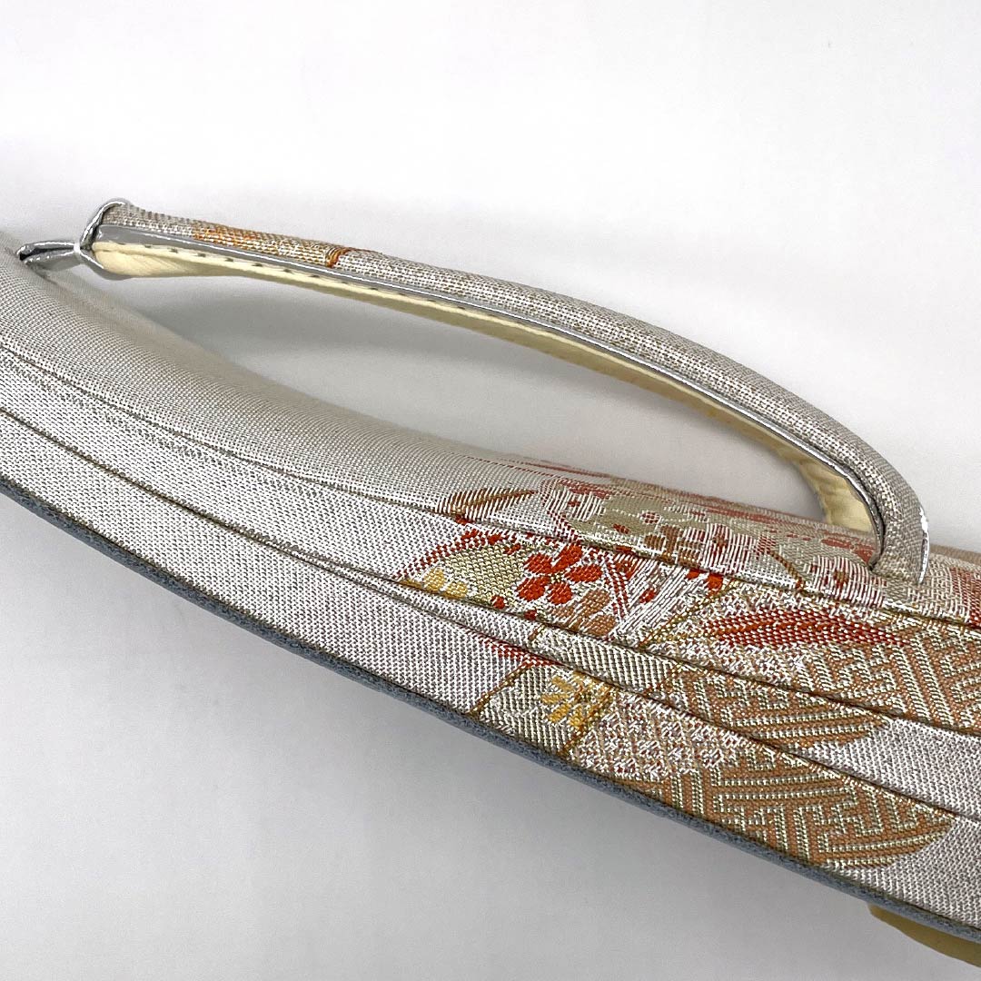 草履 帯地 Aランク フォーマル 留袖用 佐賀錦 吉祥文様 長さ23cm Mサイズ 銀系 1122001293322