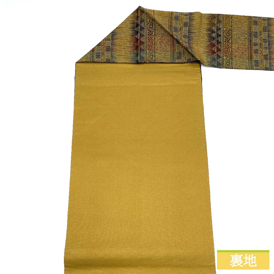 Nagoya obi, pure silk, mokuranjikiro (Mokuranjikiro), geometric pattern, long, obi length 370cm, S rank, full length, casual, brown, 1124006302314, Nagoya style