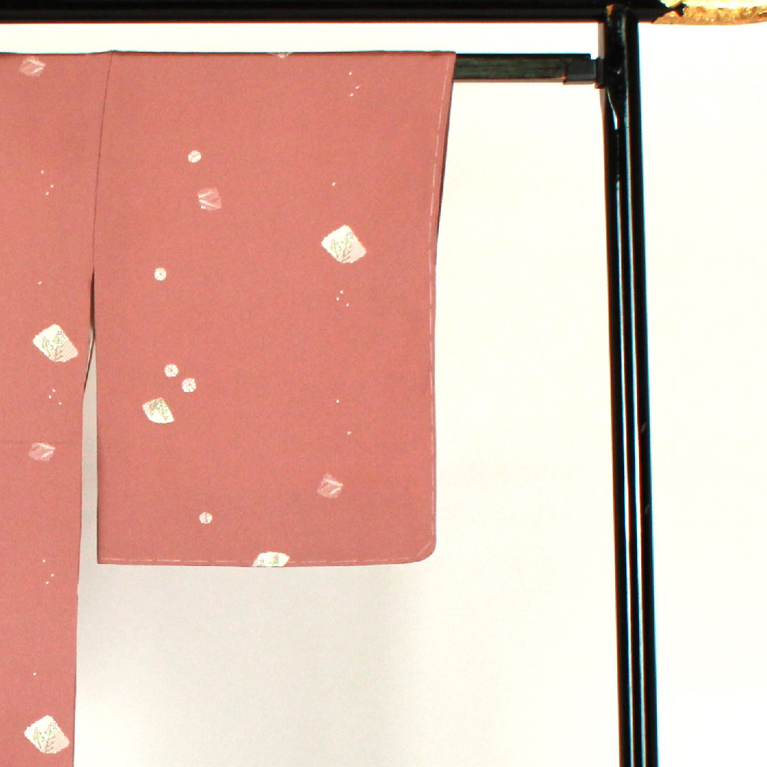 Small pattern, Length 167cm, Sleeve length 69cm, Awase, Washable kimono, Floral pattern, Polyester, S rank, Pink, 1115001612513