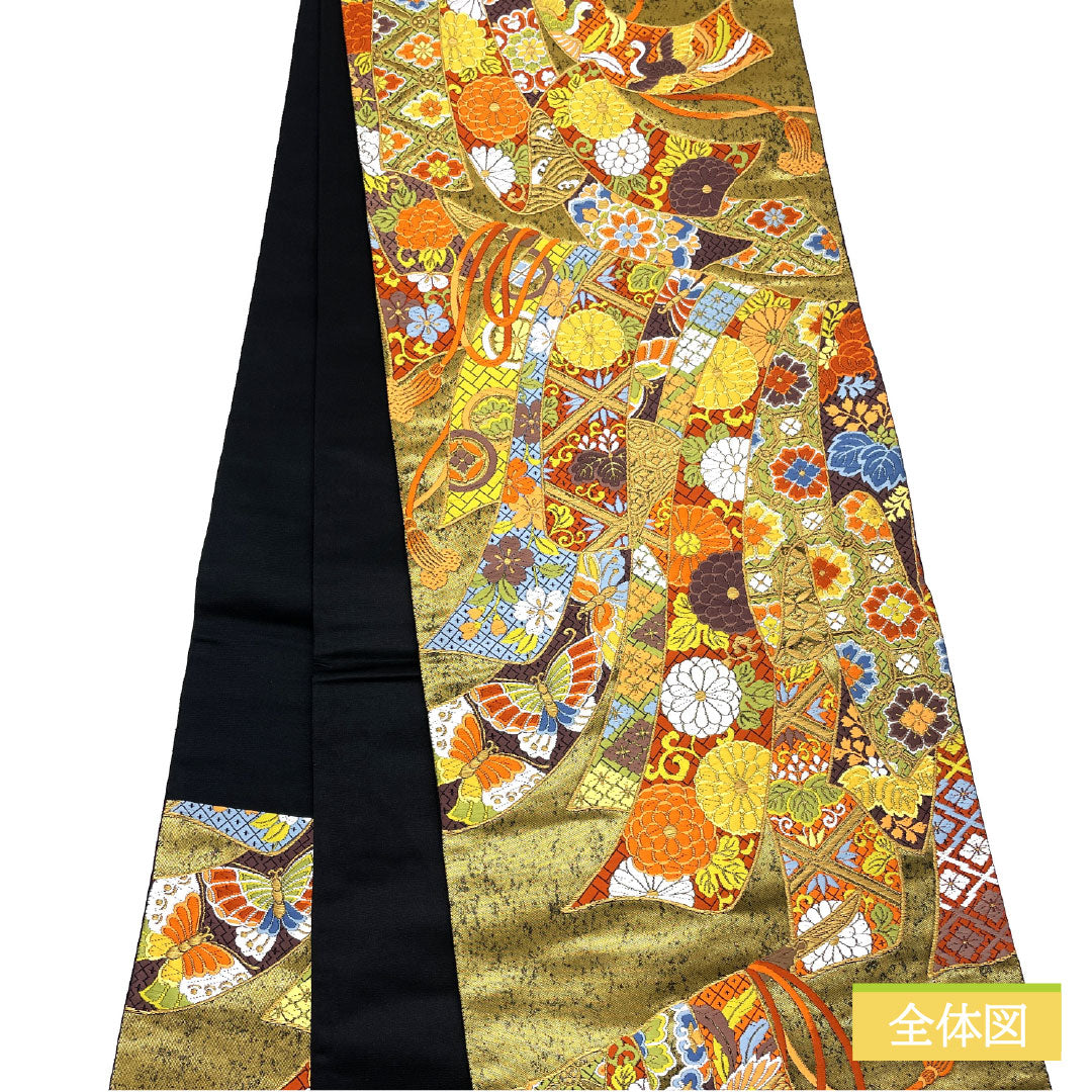 袋帯 正絹 Sランク 西陣織 引箔 吉祥文様 留袖用 振袖用 帯丈446cm 六通 フォーマル 金系 1123016282321