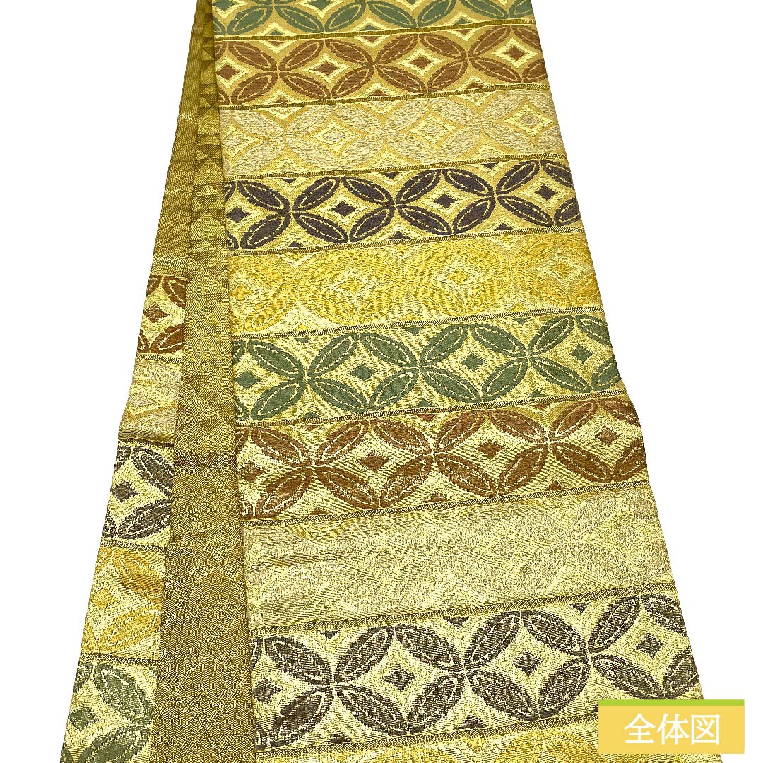 Fukuro Obi, pure silk, gold, Shippo Tsunagi, obi length 447cm, S rank, six-way, semi-formal, gold, 1123011432321
