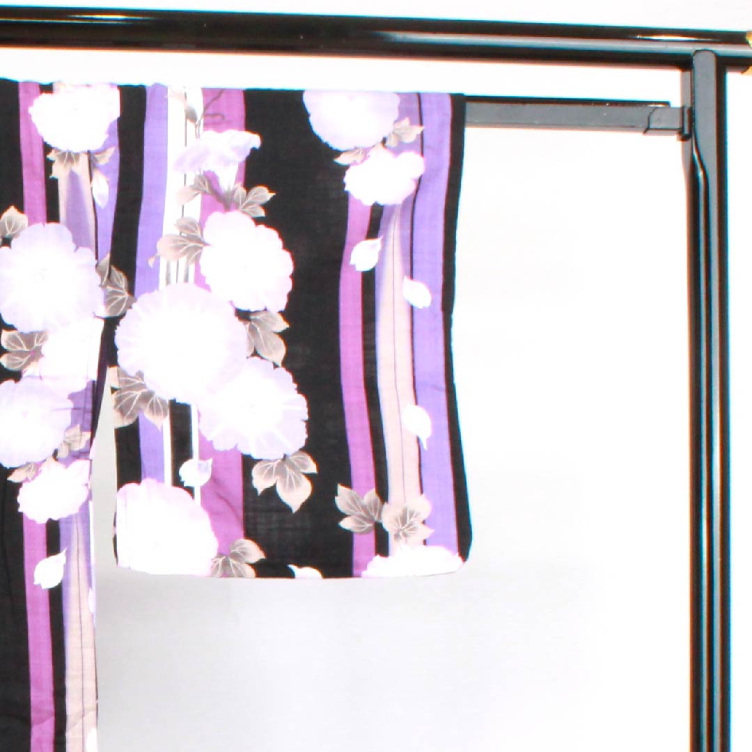 Yukata Black Morning Glory Cotton S Rank Single Layer Length 163.5cm Sleeve Length 62.5cm Black 1118004092410
