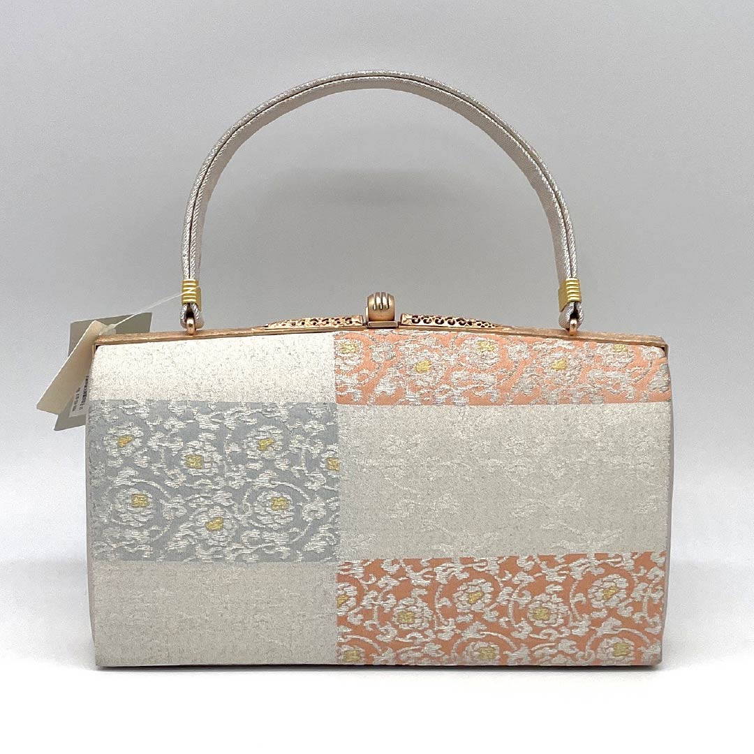 （新古品）草履バッグセット フォーマル Aランク 明綴れ 市松 唐花 Lサイズ 銀系 1133000383422