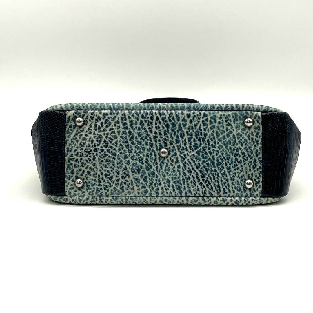 (Like New) Western-style Bag, Fur Seal and Lizard Design, A-Rank, Like New, Fur Seal and Lizard Design Tote Bag, Navy Blue, 119700042318