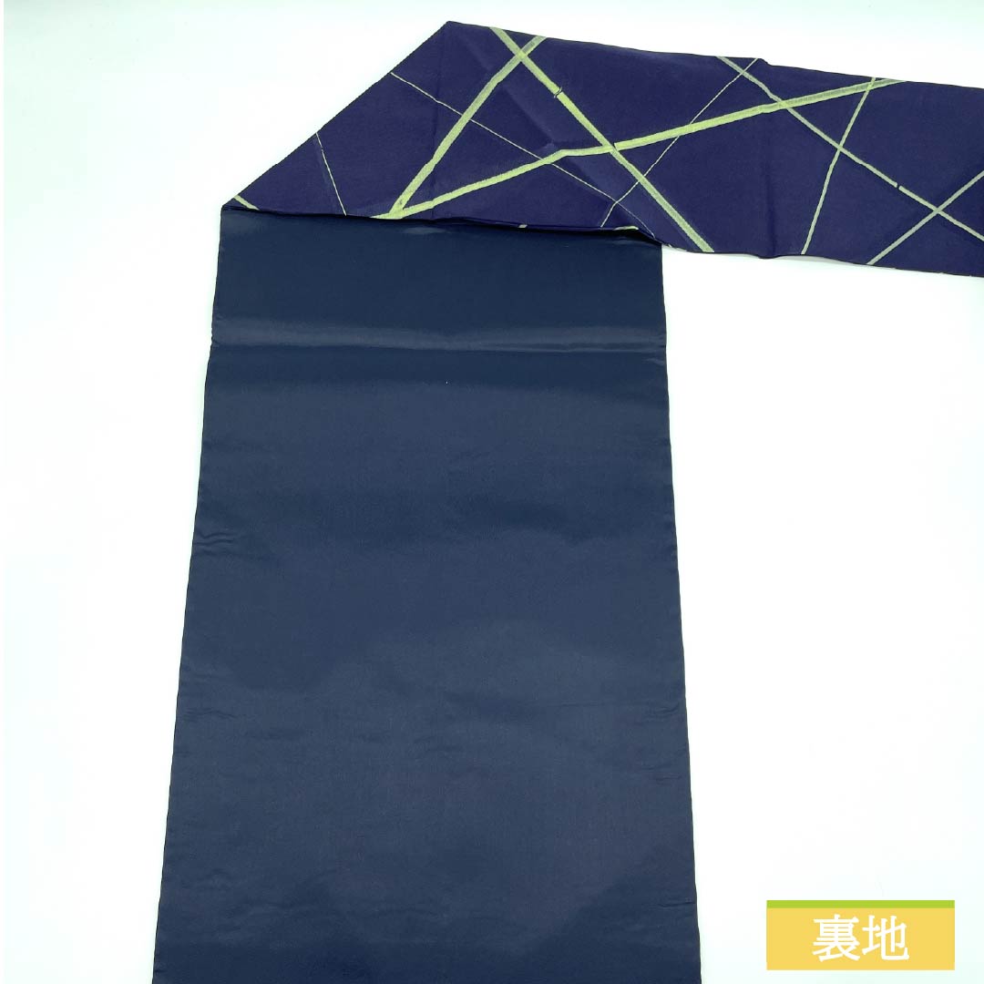Nagoya obi, navy blue, dyed obi, bamboo, obi length 349cm, pure silk, S rank, full length, casual, navy blue, 1124008112318, Nagoya style
