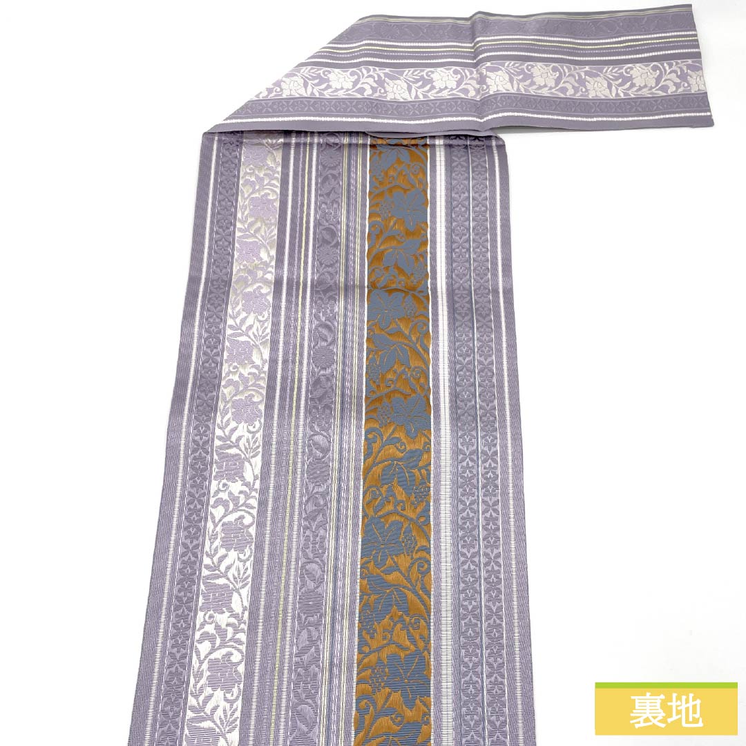 (Brand new, unused) Nagoya Obi, Pure Silk, New Rank, Light Purple (Asakikeshi Murasaki Iro), Authentic Hakata Ori (Hasun Nagoya Obi), Chikuzen Hakata Weave, 360.5cm Long, Full Length, Casual, Purple, Item Number: 1124009651320, Pine Needle Pattern