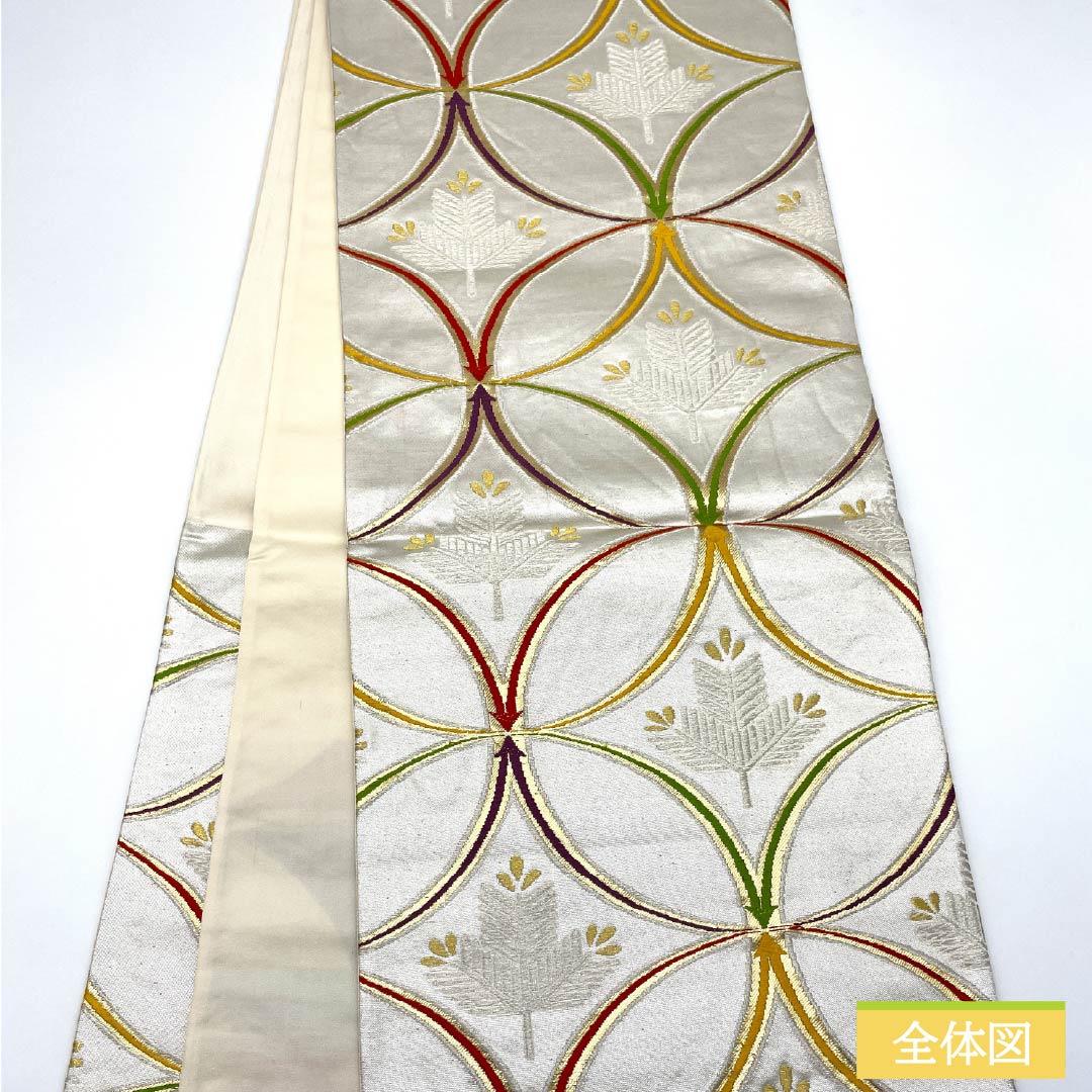 Fukuro Obi, pure silk, for furisode and tomesode, Shippo, obi length 428cm, S rank, six-way, formal, silver, 1123013562322