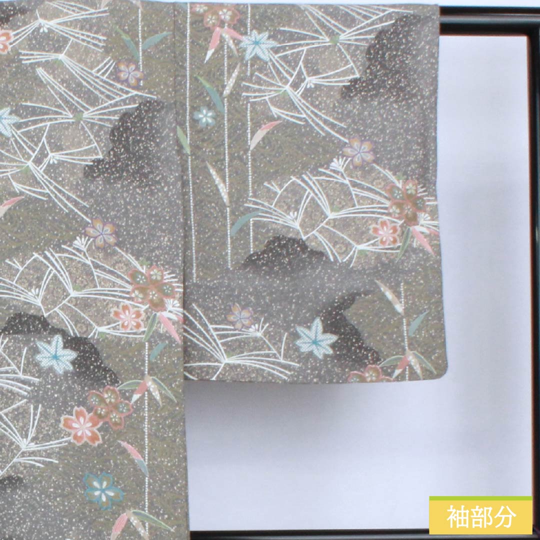 Komon (small pattern) kimono, polyester, length 156cm, sleeve length 66cm, single-layer, lead-colored (namari-iro) kimono, classic pattern, washable, S rank, gray, product number 1115005912322