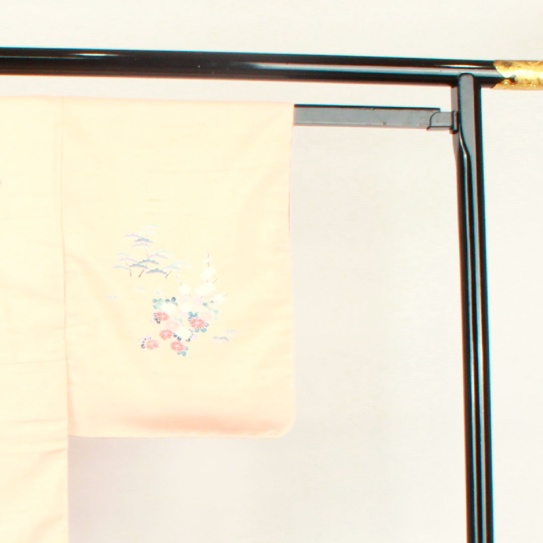 Homongi (formal kimono) Length 159cm Sleeve length 62cm Maiden color Tsumugi fabric Chayatsuji Pure silk A rank Pink 1112002073313