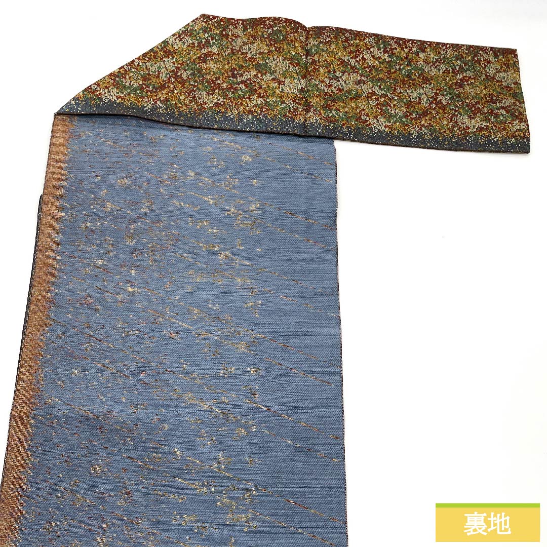 名古屋帯 赤銅色 抽象模様 帯丈355cm 正絹 Sランク 全通 カジュアル 茶系 1124005522314  松葉仕立て
