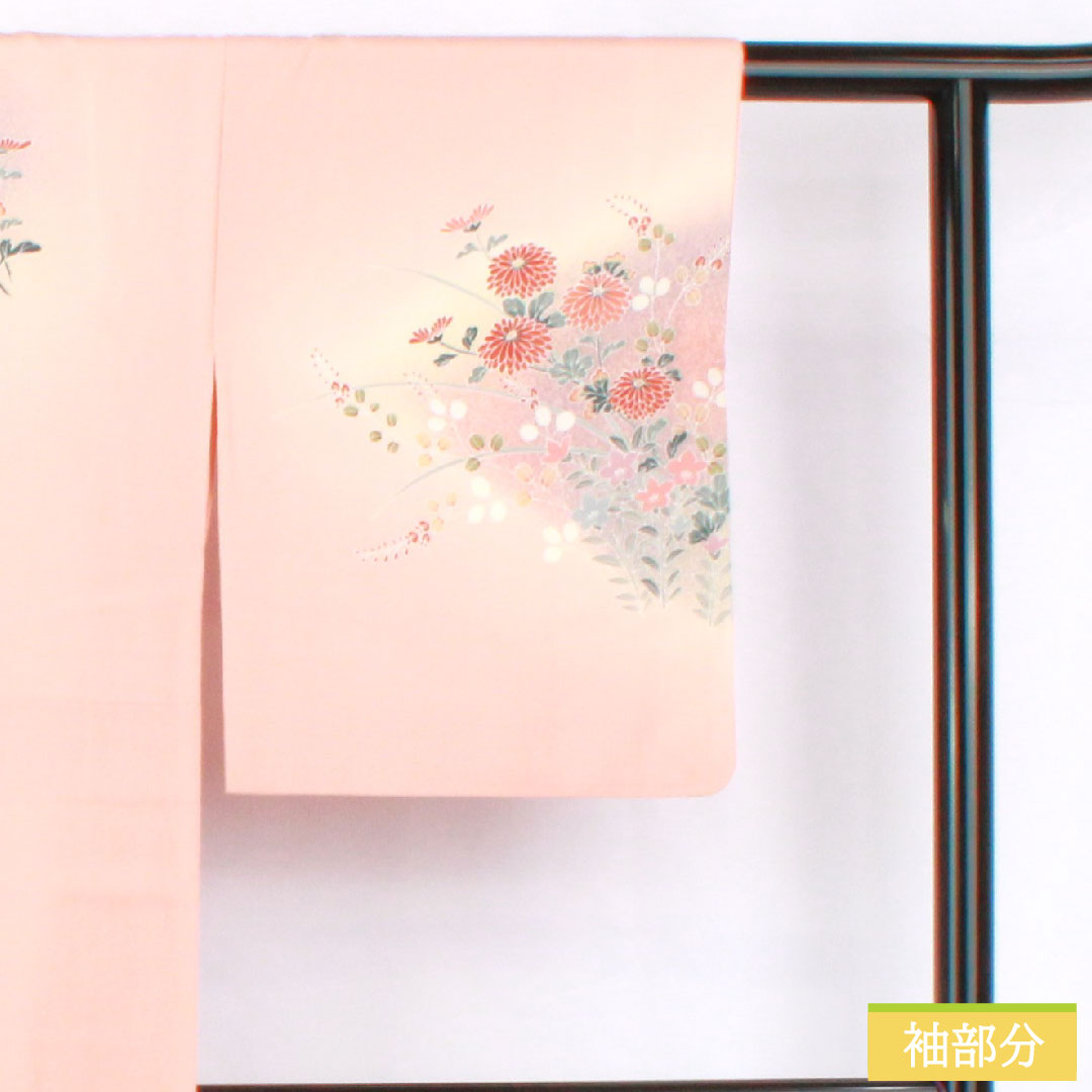 Homongi, pure silk, lined, length 156cm, sleeve length 61.5cm, Shinonome color, floral pattern, S rank, pink, 1112005732313