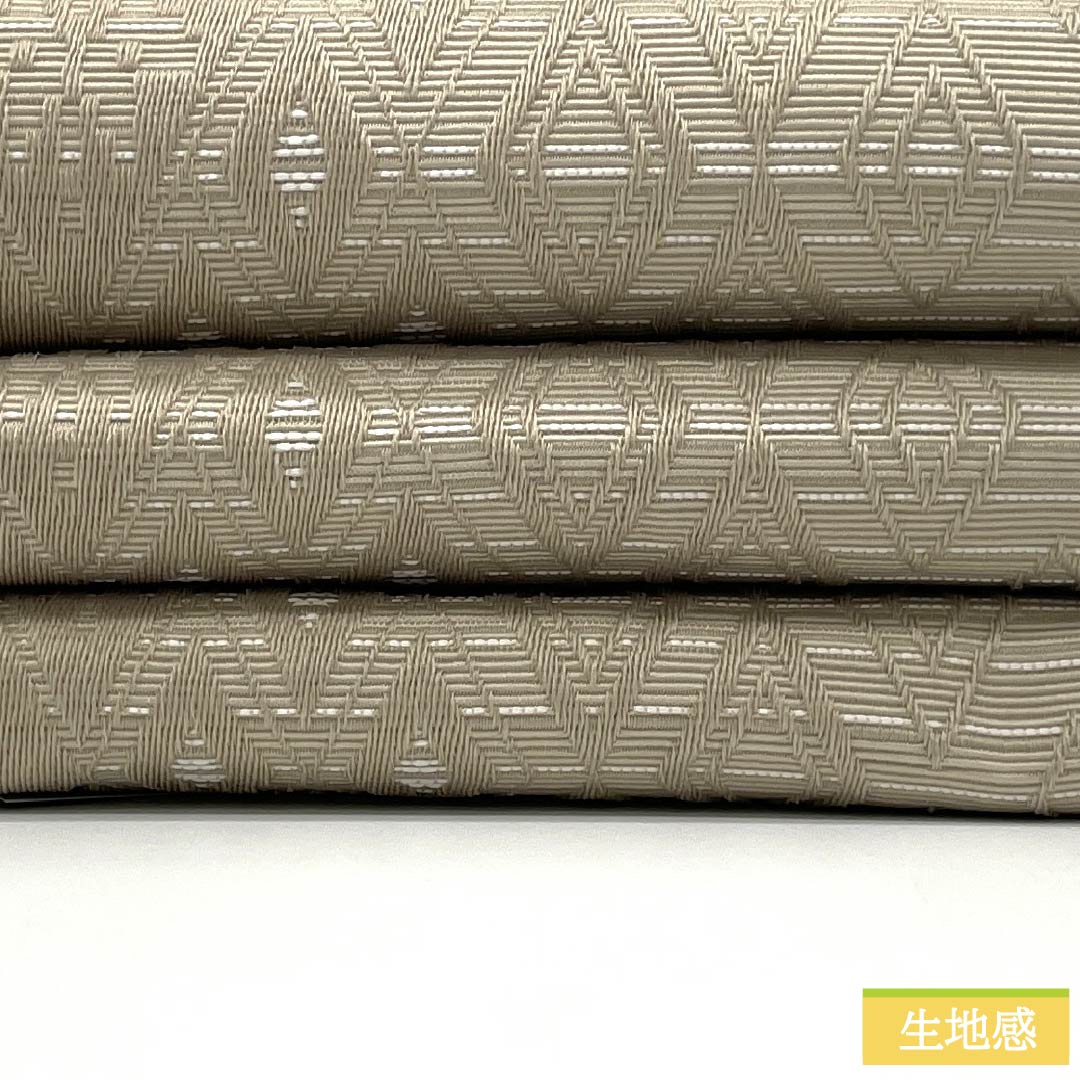 (New) Half-width obi, polyester, NEW rank, Furusare-iro (faded color) / Murasaki-tobi-iro (purple-brown), diamond-shaped abstract floral pattern, reversible, obi length 400cm, beige tones, 1125002801425